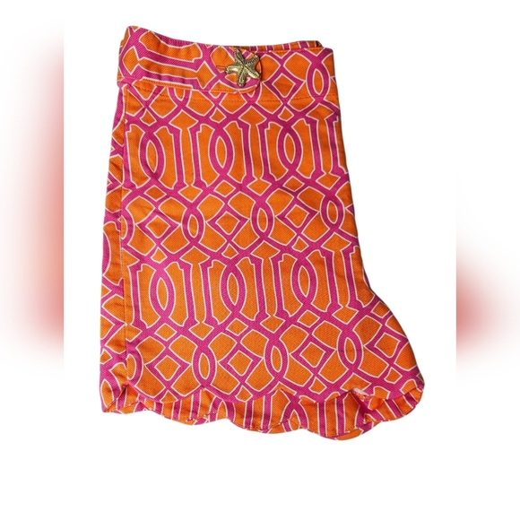 Mud Pie Pink/Orange High Waisted Charlotte Shorts - Size Med - Picture 4 of 6